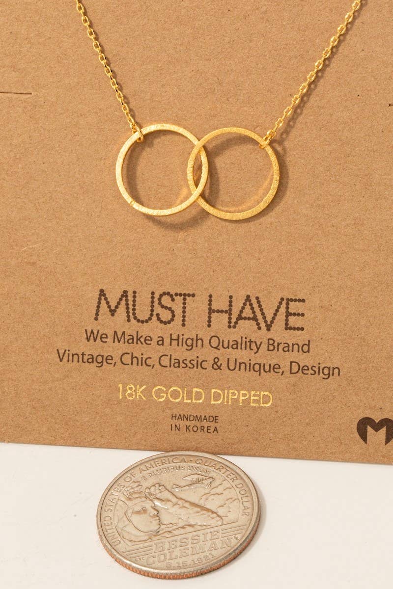 Metallic Dual Circle Pendant Necklace