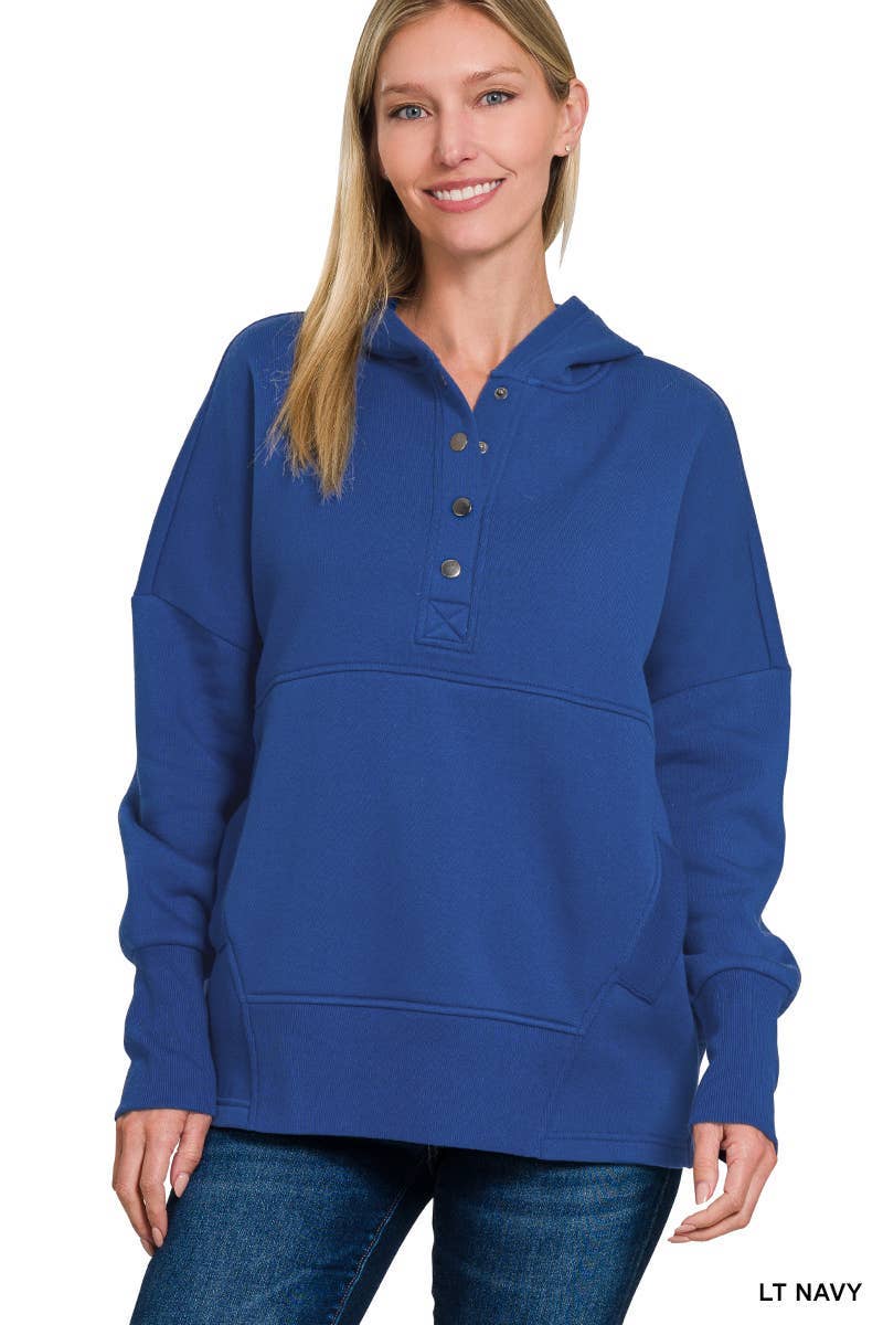 Fleece Half Button Hoodie