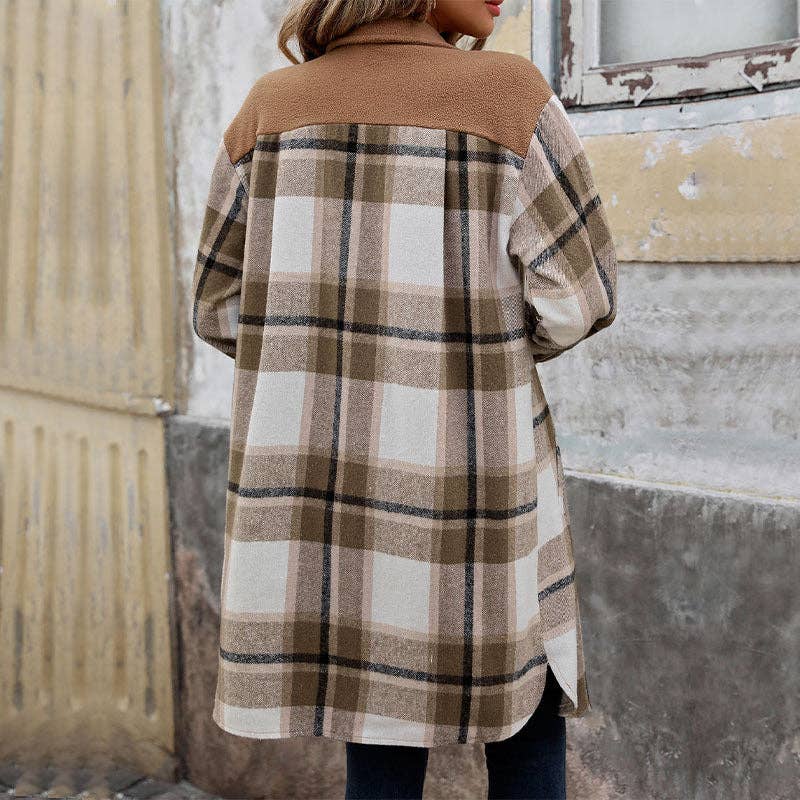 Polished Plaid Long Coat