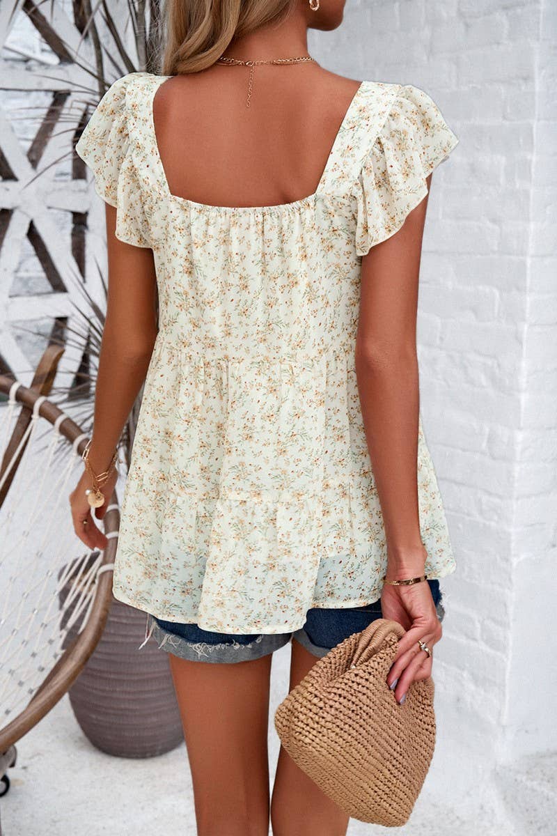 Floral Ruffle Sleeve
