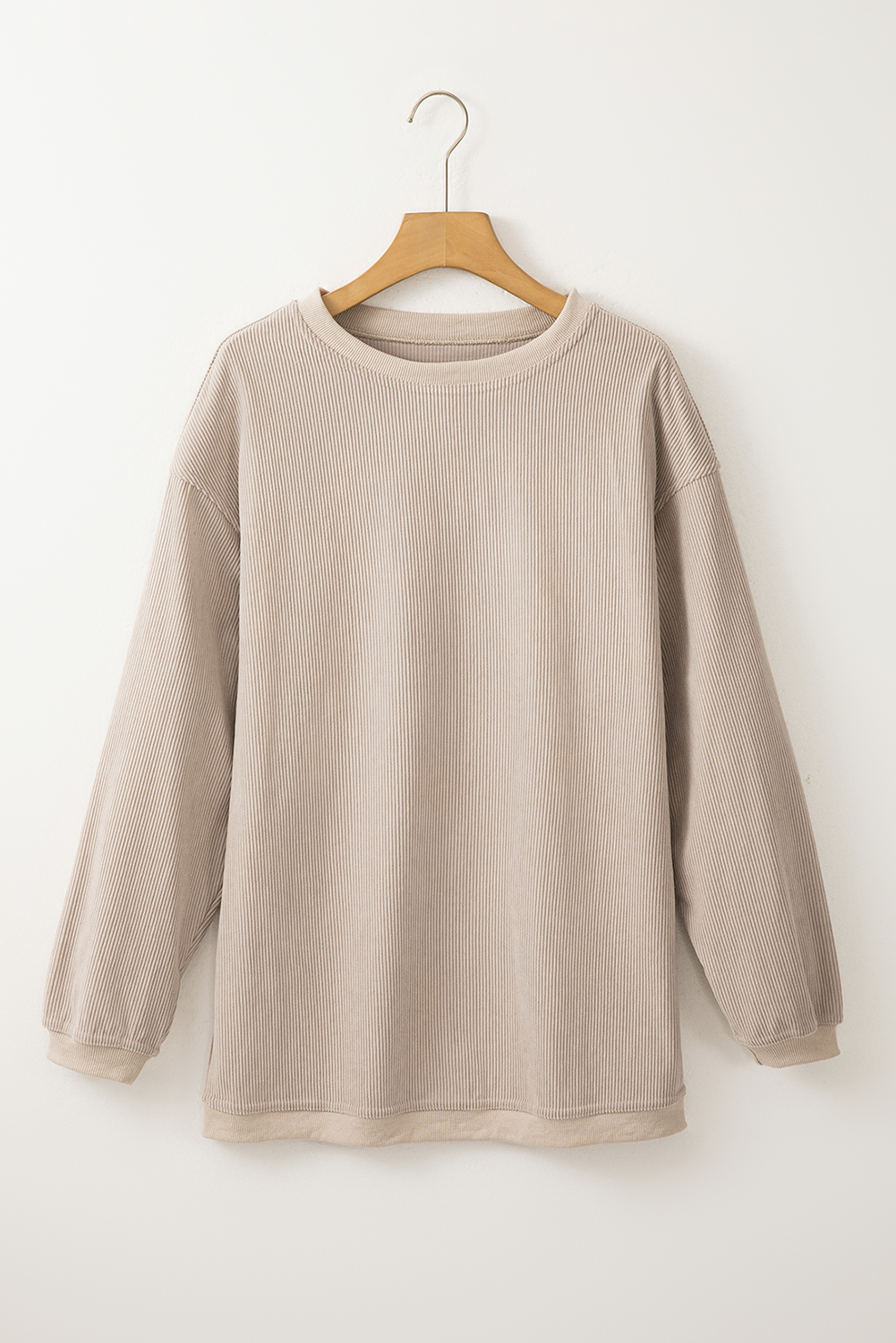 Long Sleeve Ribbed Corded Oversized Sweatshirt