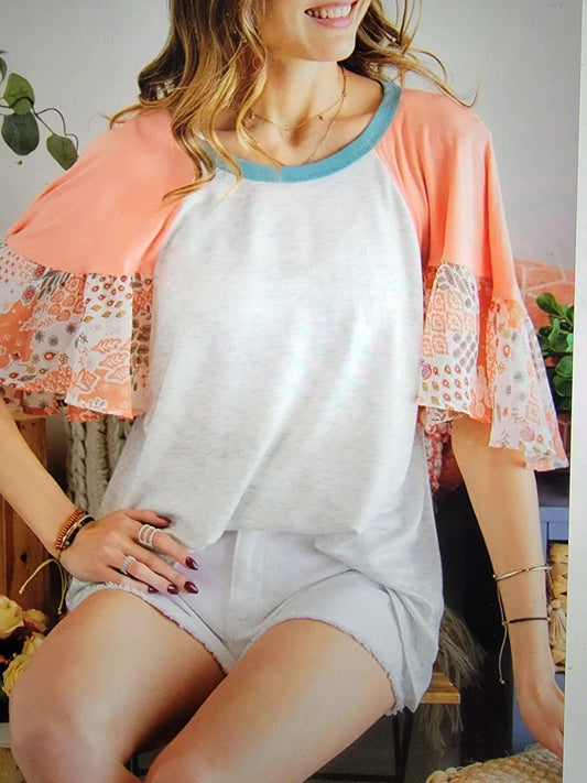 Flared Pattern Sleeve Shirt