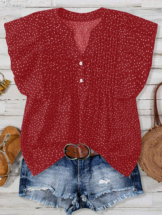 Button Pleated Top