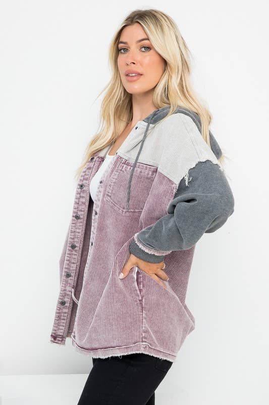 Plus Size Hooded Shacket