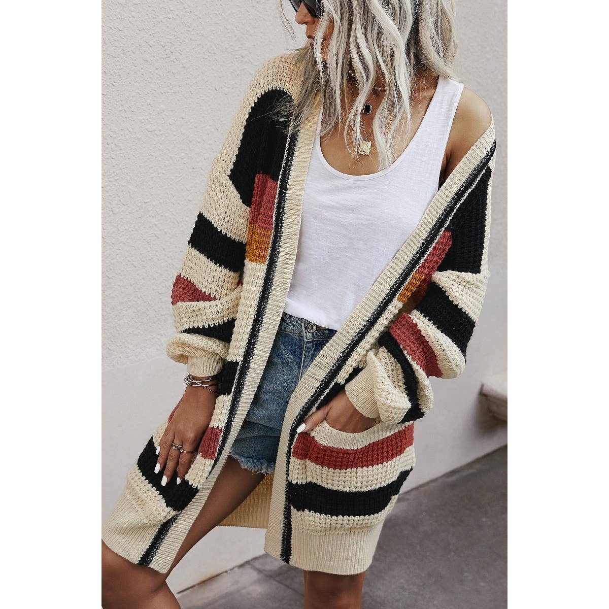 Knit Strip Cardigan