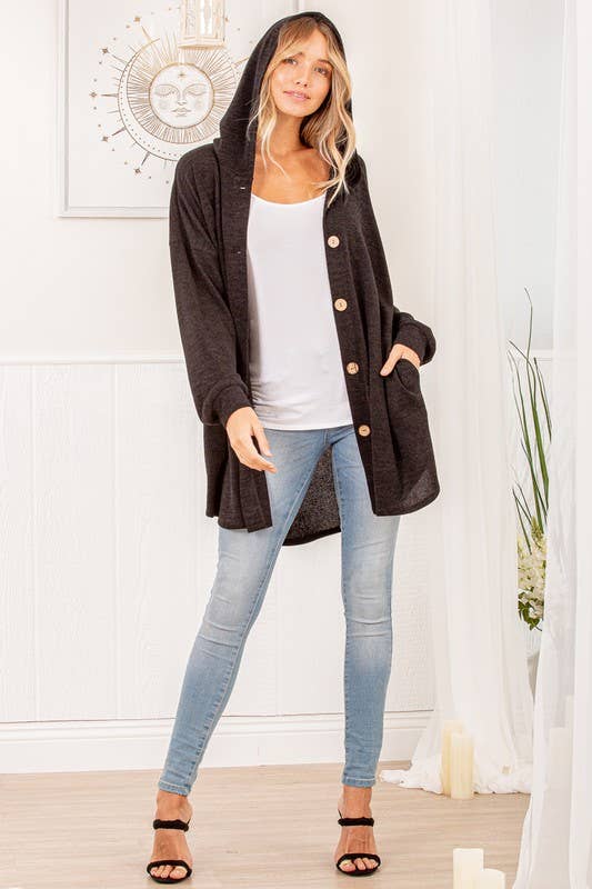 Hooded Cardigan in Black