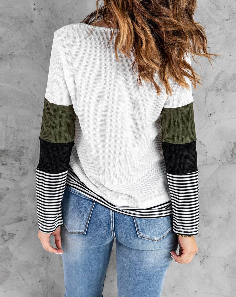 Colorblock Stripe Long Sleeve Top