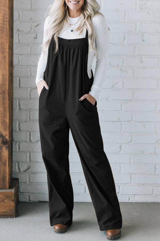 Corduroy Overall with Pockets Black