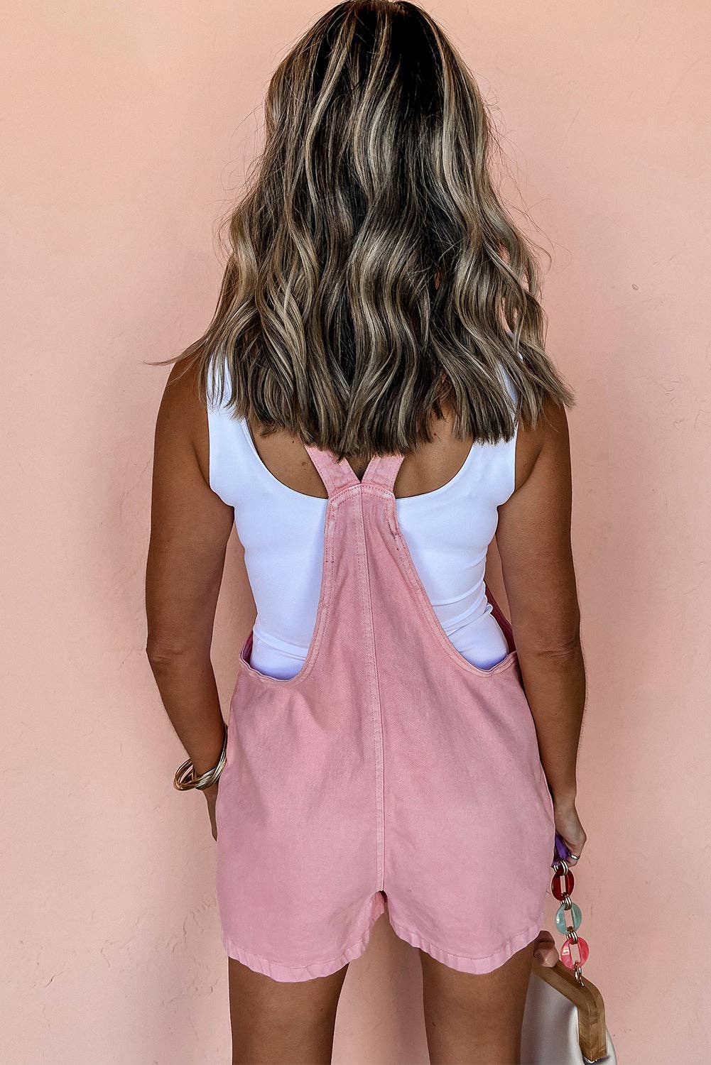 Pink Knot Denim Romper