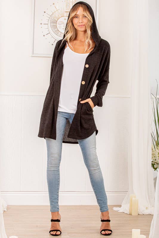 Hooded Cardigan in Black