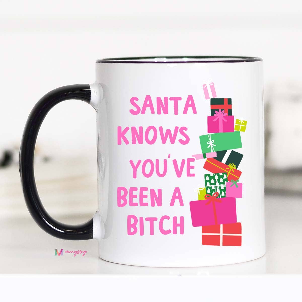 Santa Knows Funny Christmas Mug