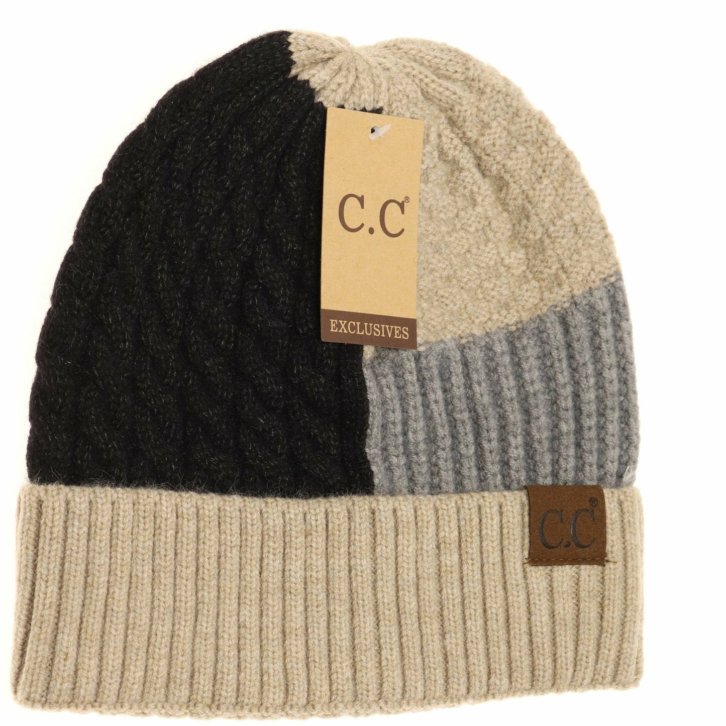 Tri-Color Cuff Beanie