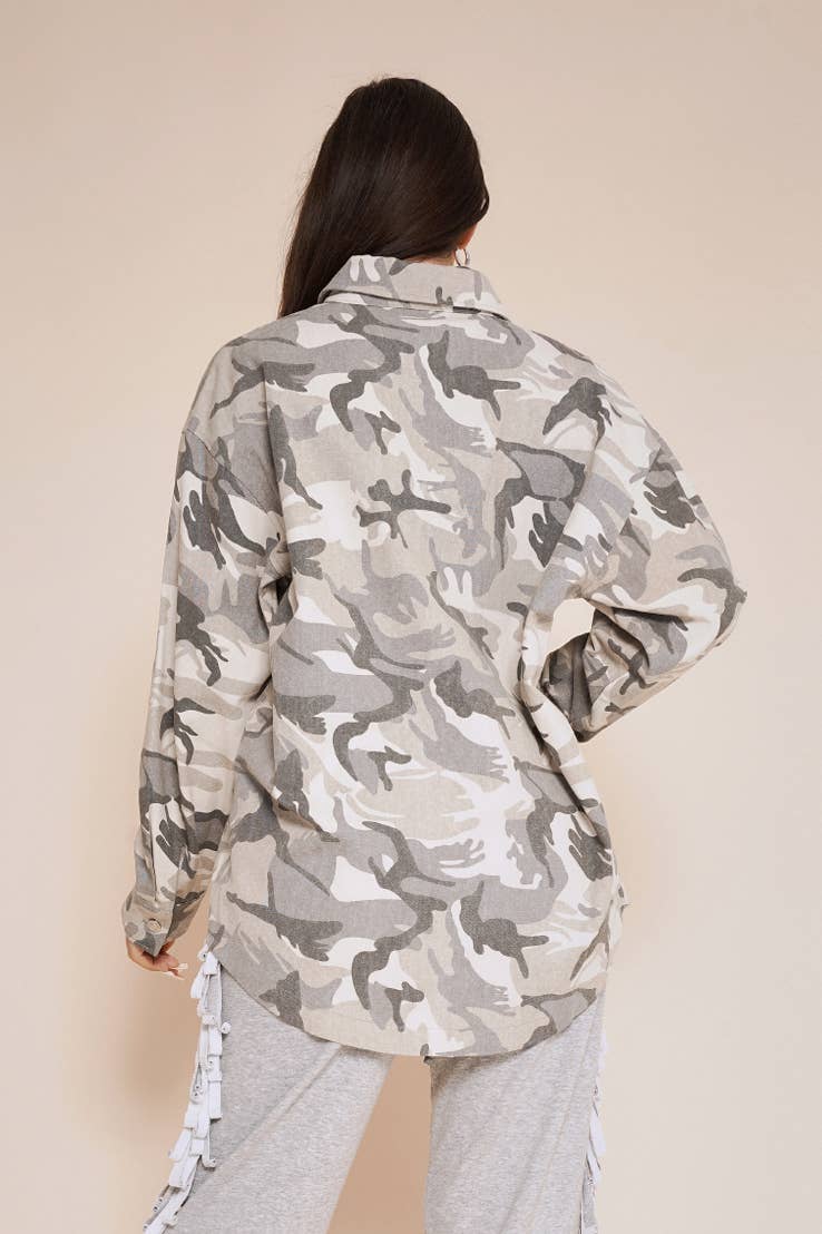 Oversize military shacket