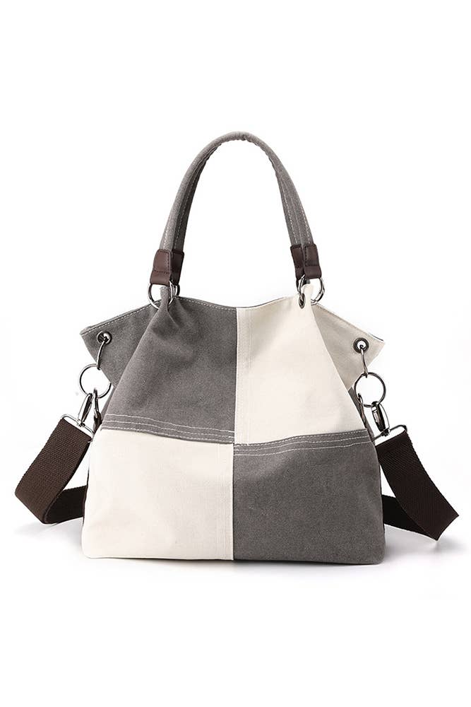 Colorblock Canvas Shoulder Bag