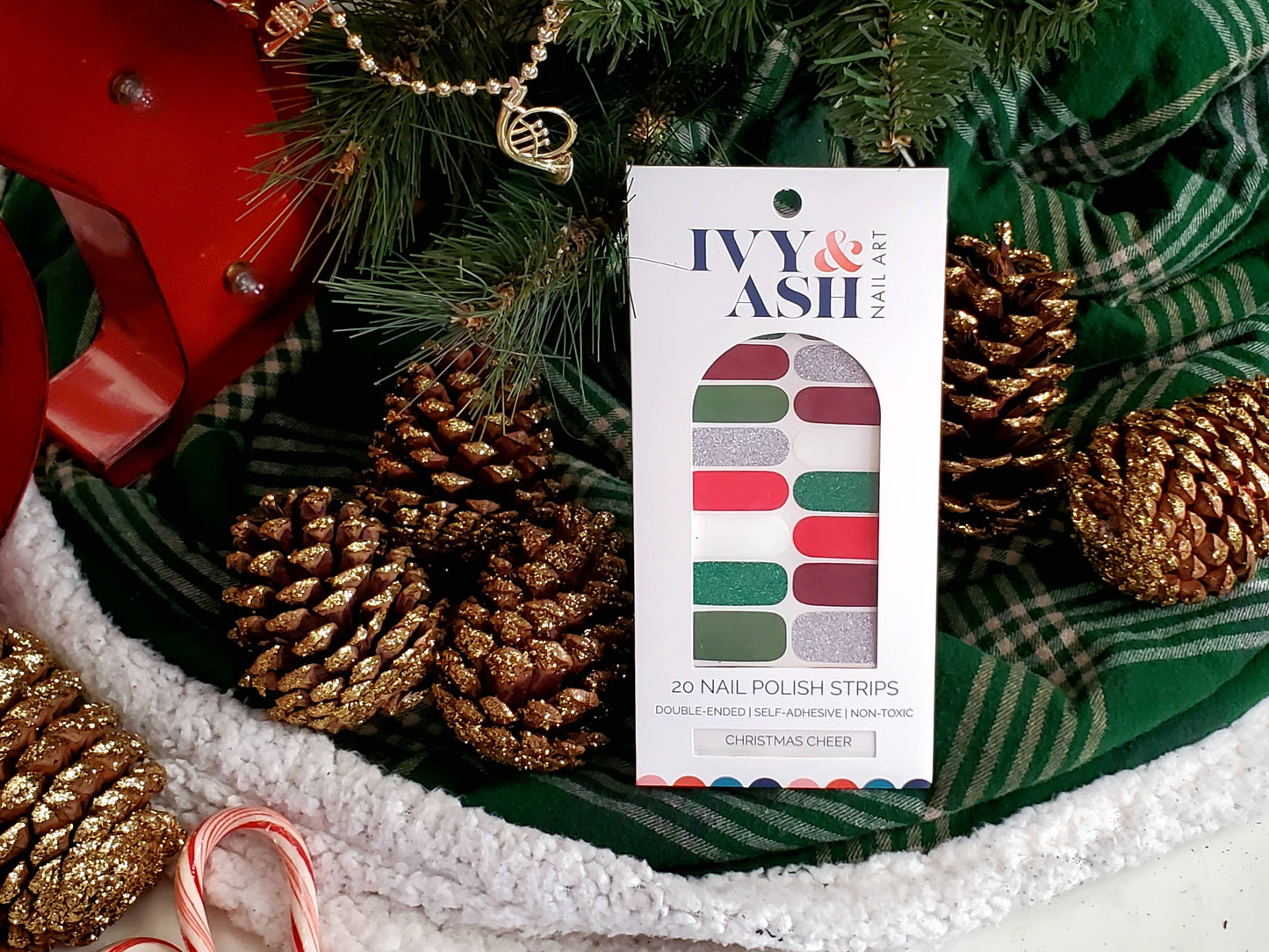 Christmas Cheer | Red Green & White Glitter Nail Wrap