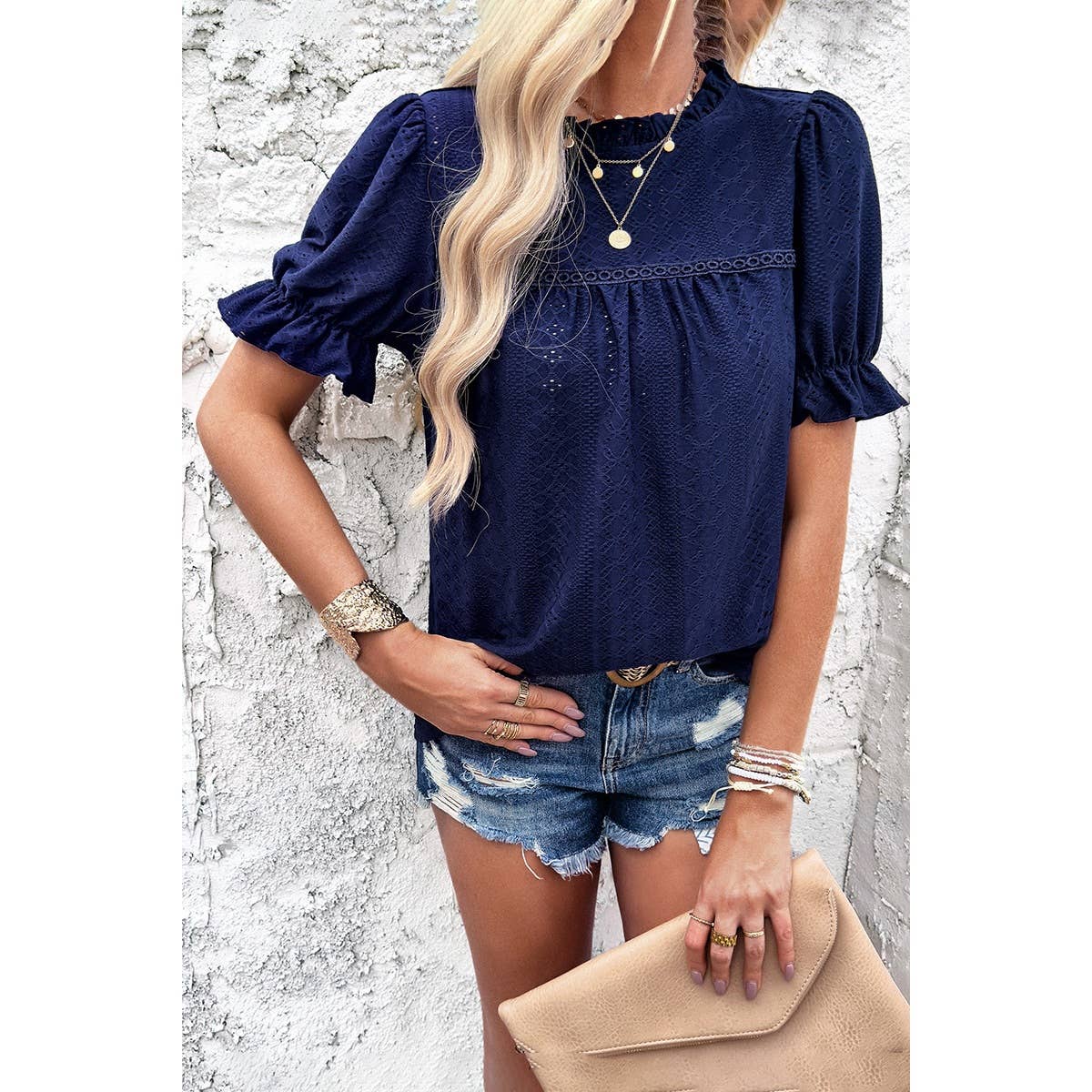 Lace Top in Navy