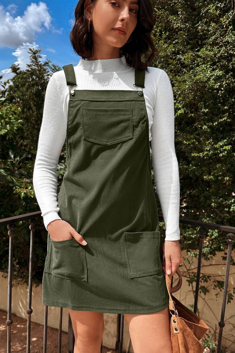Sleeveless Corduroy Overall Dress
