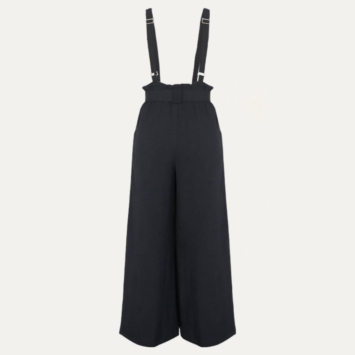 Black High-Waisted Wide-Leg Overalls