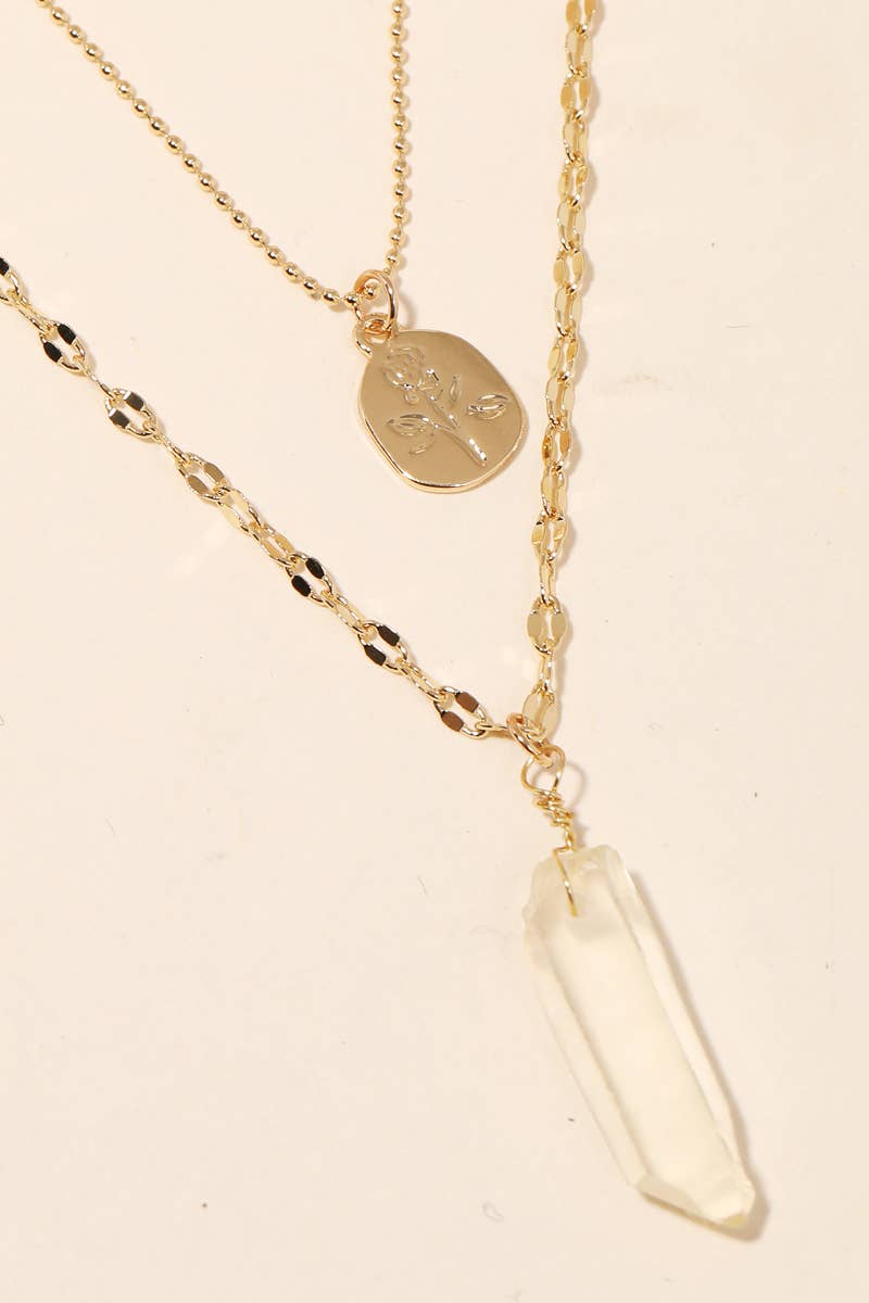 Crystal Pendant Layered Necklace