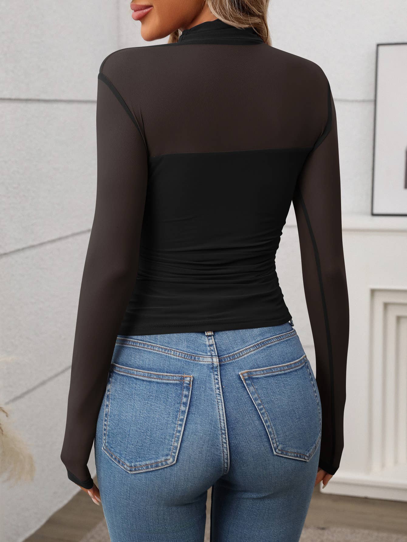 High Neck Sheer Mesh Top