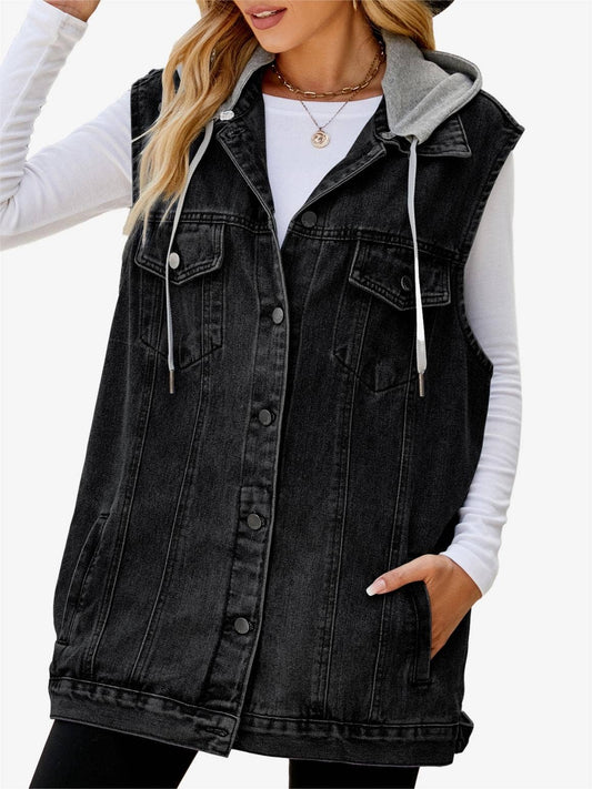 Hooded Denim Vest