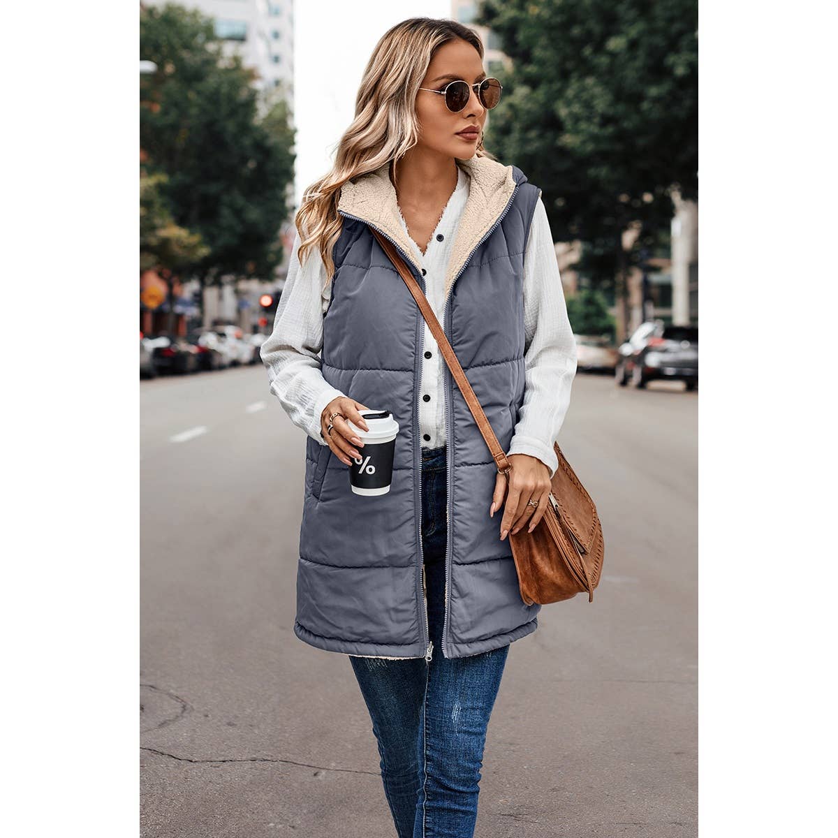 Navy Faux Fur Vest