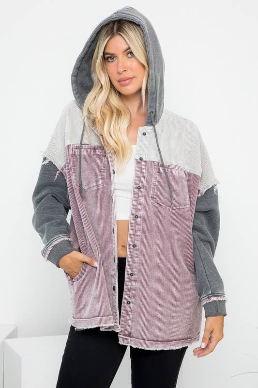 Plus Size Hooded Shacket