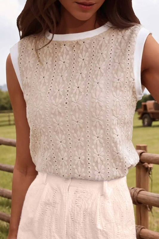 Textured Crew Neck Tank Top
