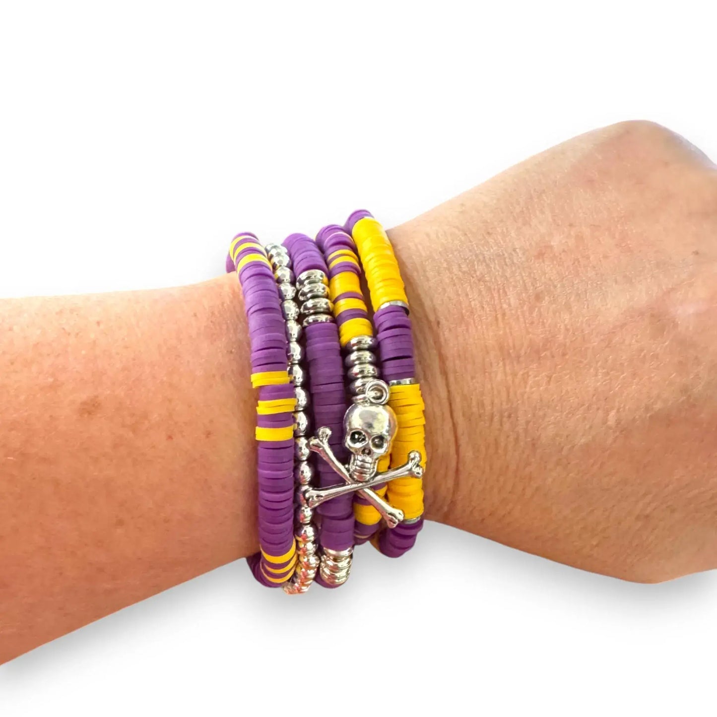 Purple and Gold Heishi Bead Bracelet Stack