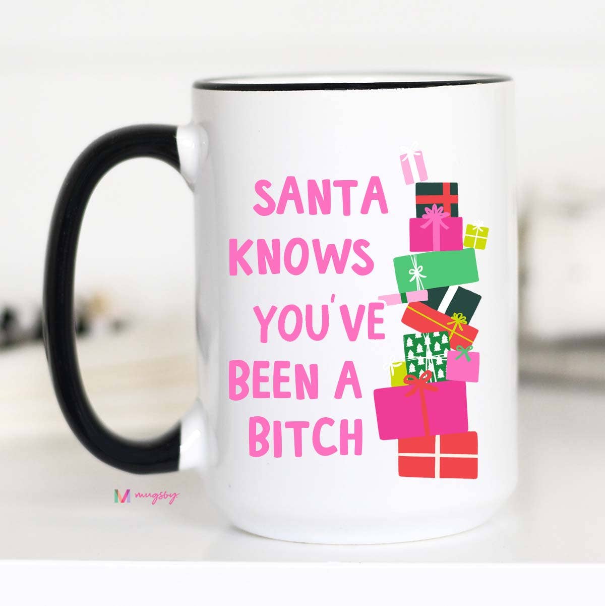Santa Knows Funny Christmas Mug