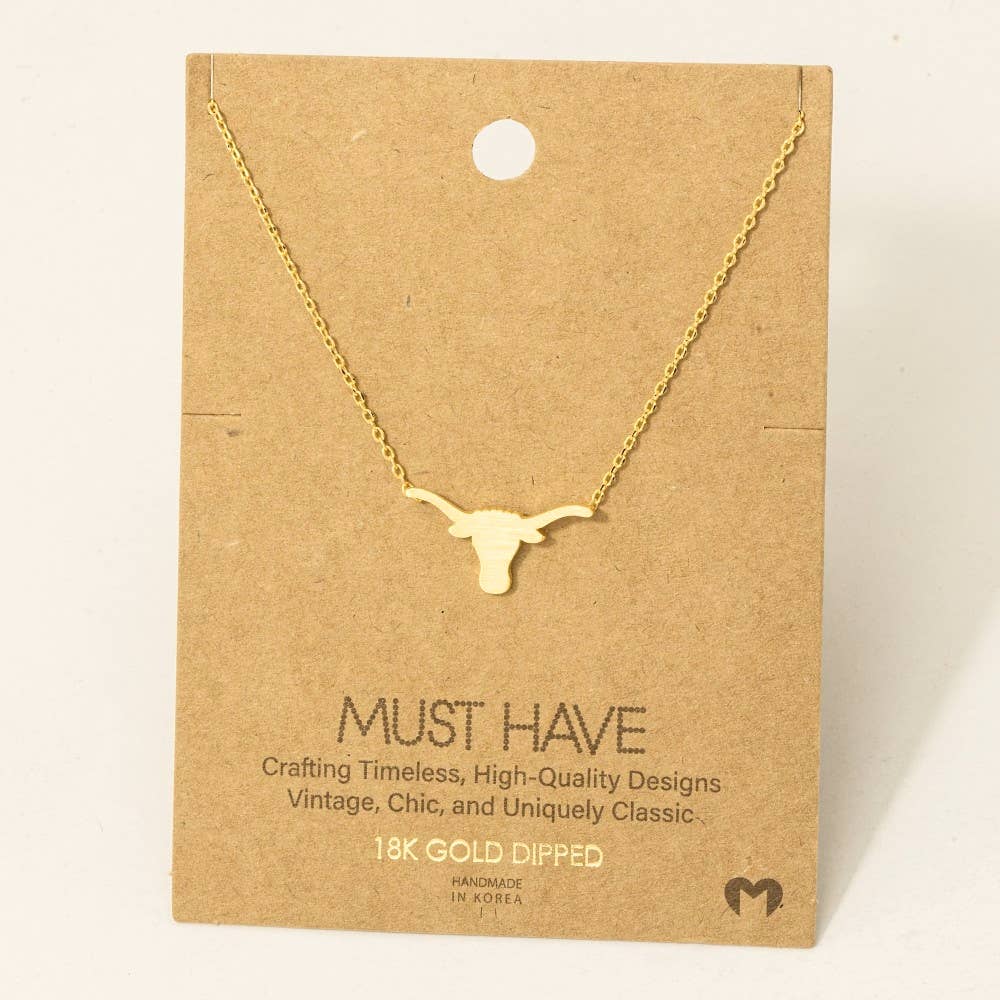Necklace: Dainty Bull Head Pendant