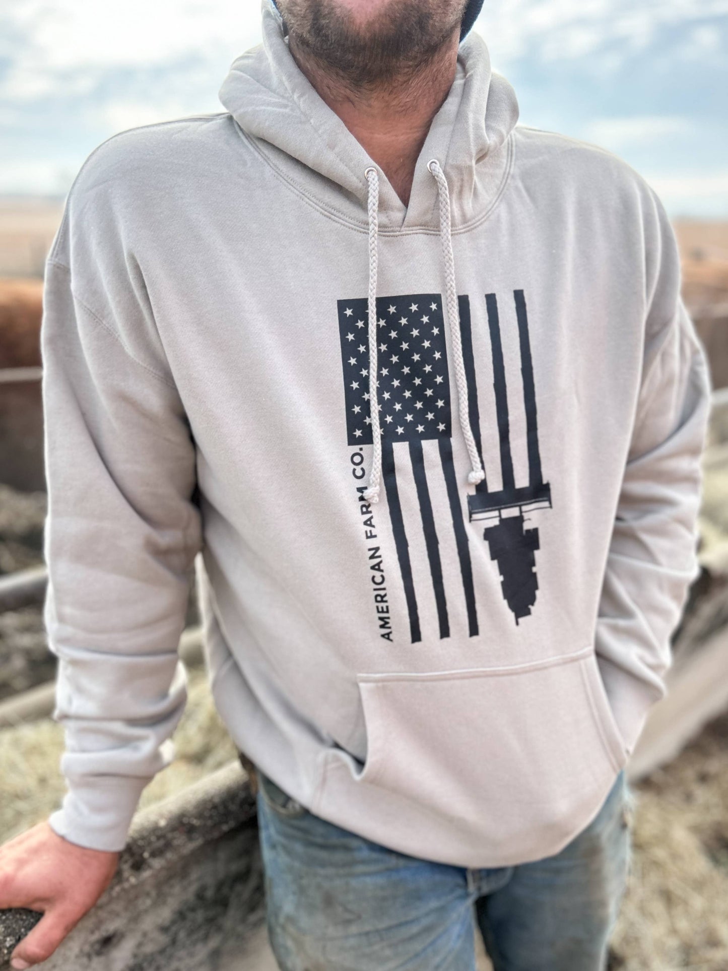 Western ‘Harvest Flag’ Graphic Farm Hoodie