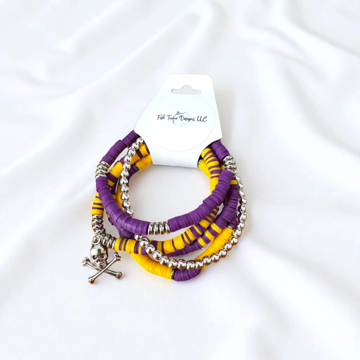 Purple and Gold Heishi Bead Bracelet Stack