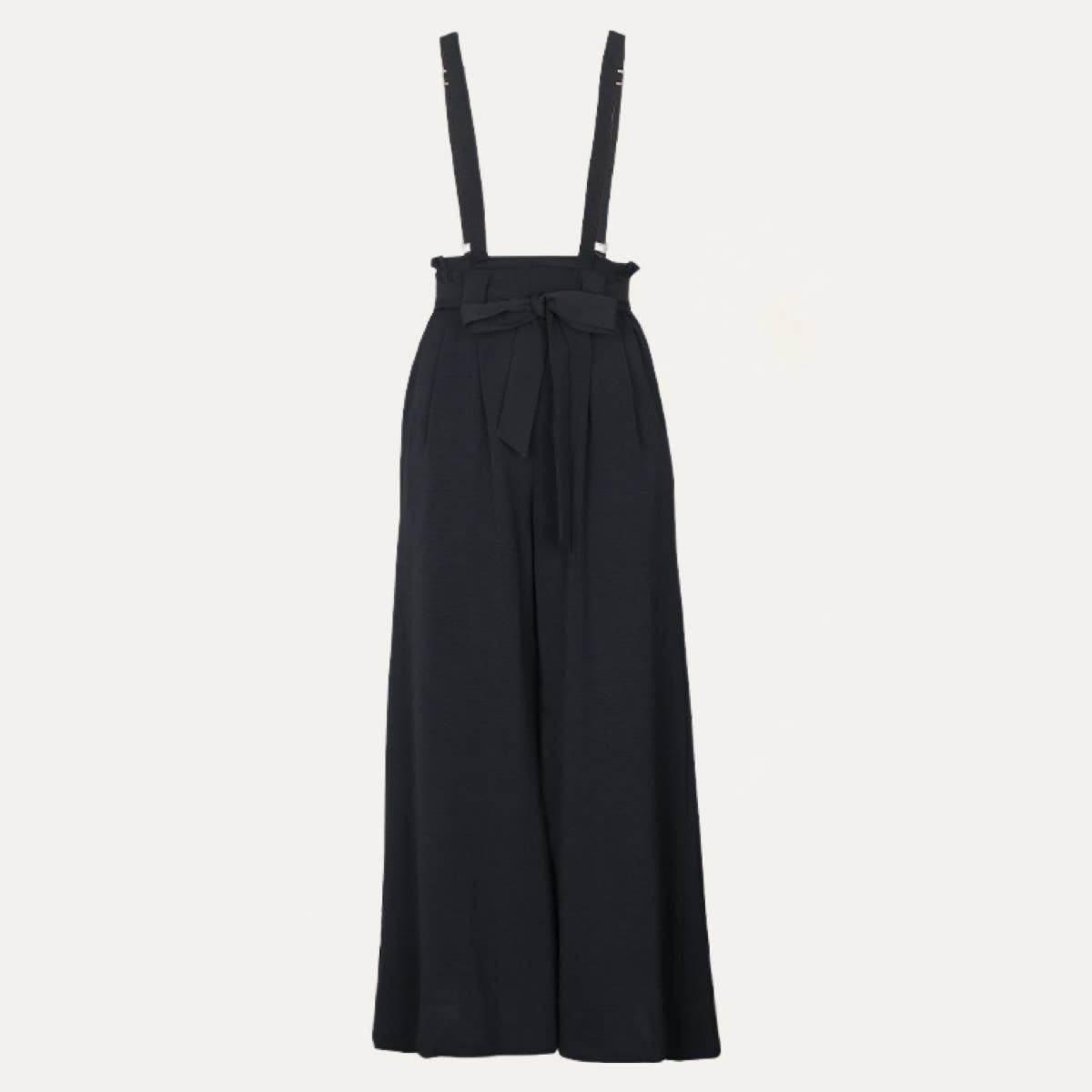 Black High-Waisted Wide-Leg Overalls