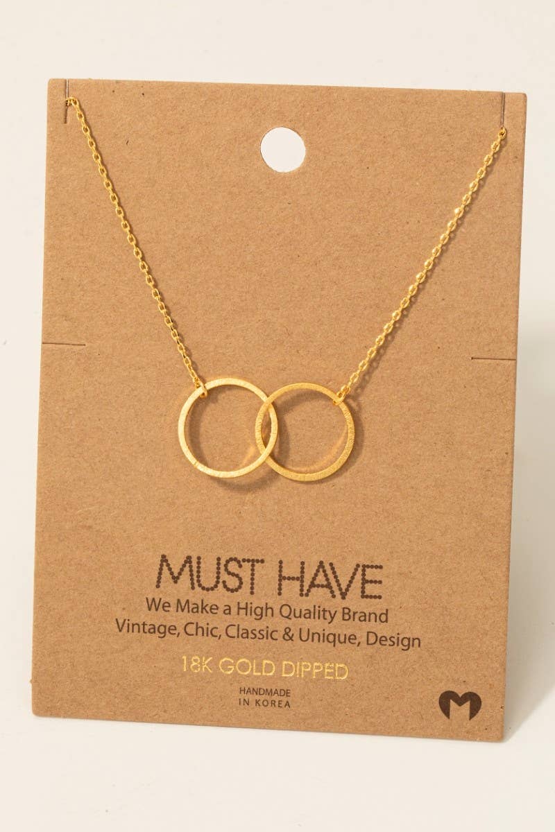 Metallic Dual Circle Pendant Necklace