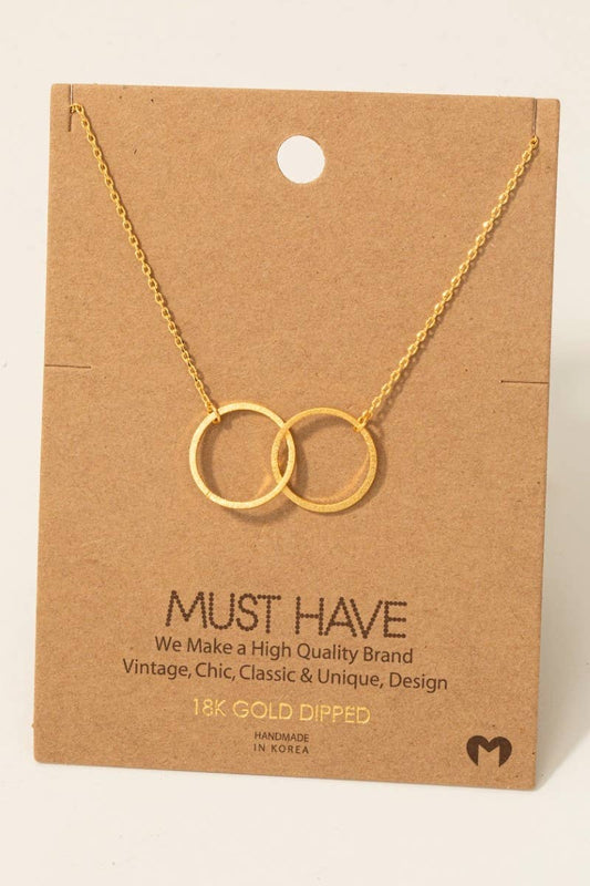 Metallic Dual Circle Pendant Necklace