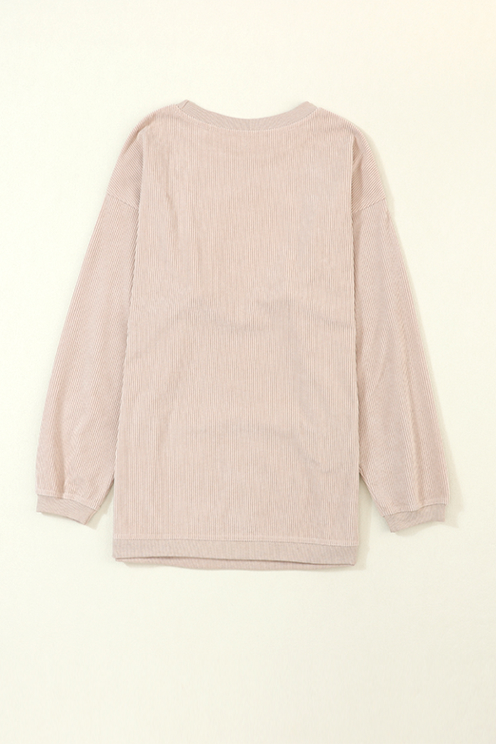 Long Sleeve Ribbed Corded Oversized Sweatshirt