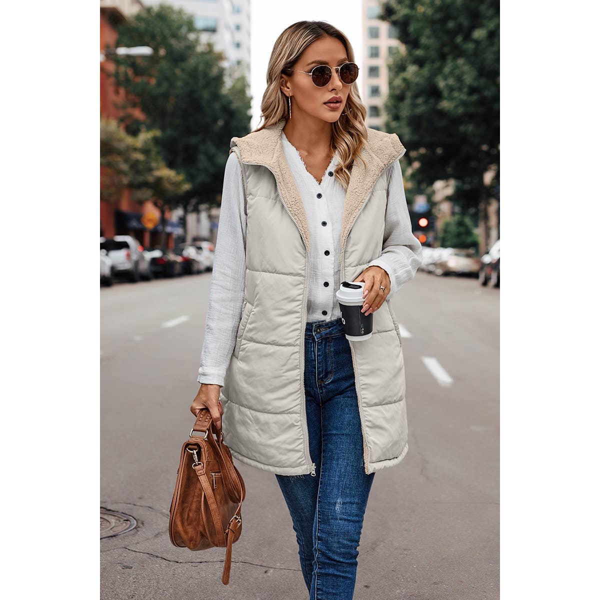 Navy Faux Fur Vest