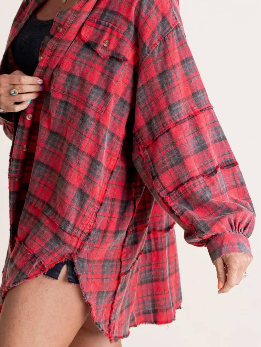 Oversized Long Plaid Shacket