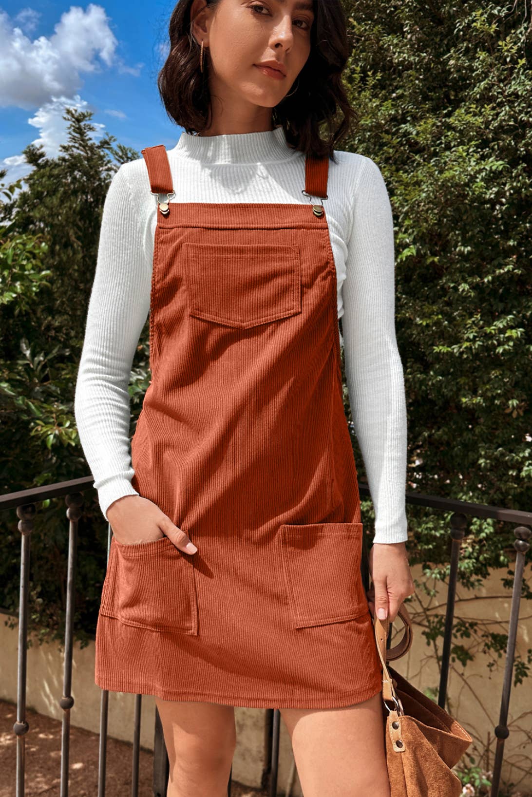 Sleeveless Corduroy Overall Dress