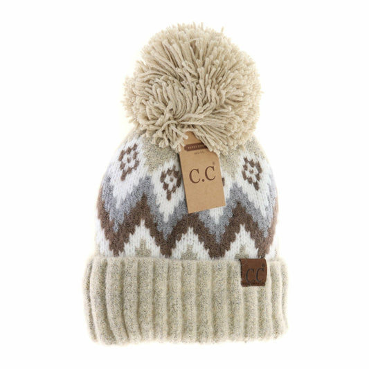 Aztec Chevron Knit Pom C.C Hat
