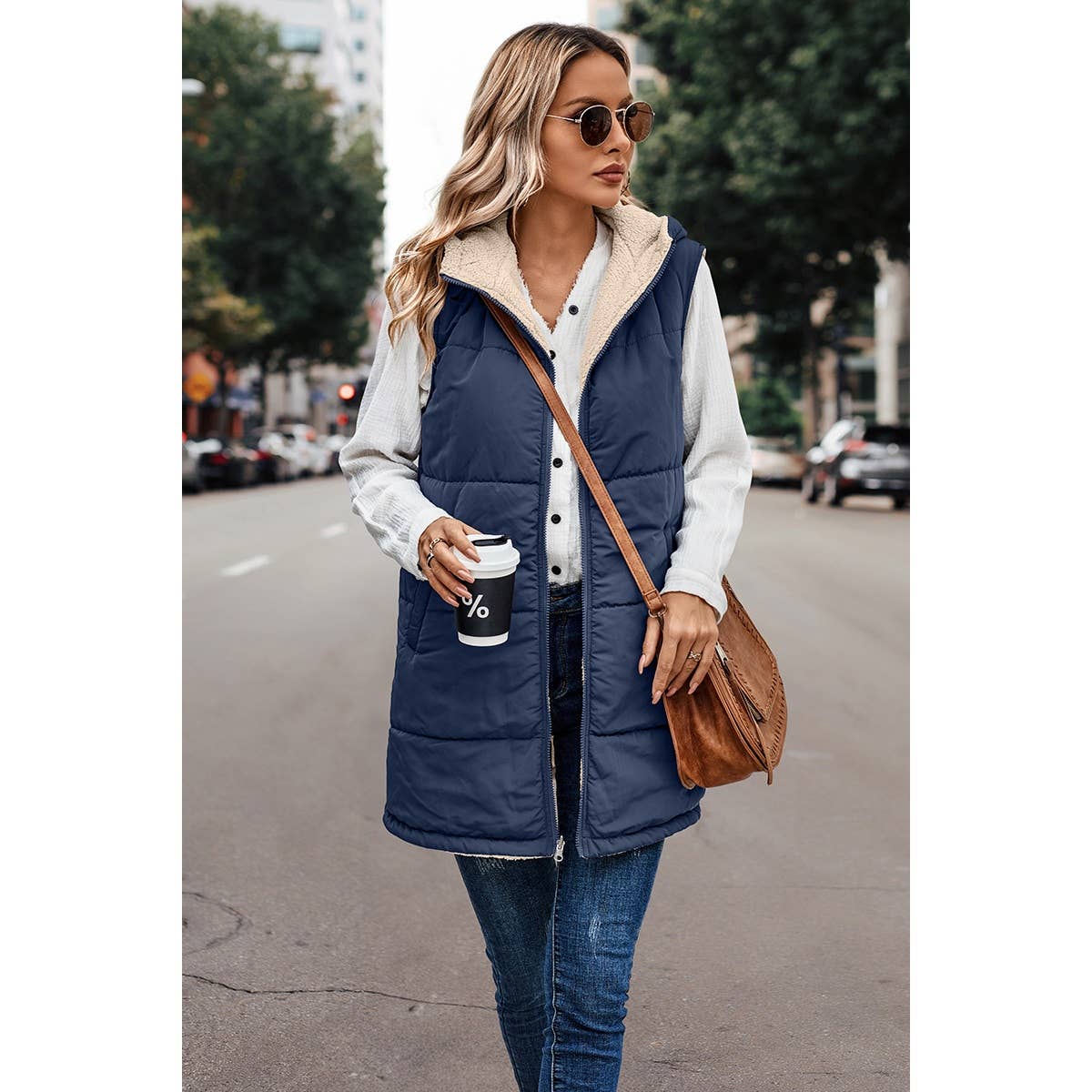 Navy Faux Fur Vest