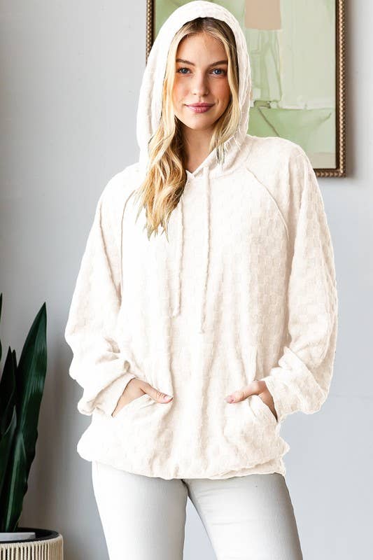 CHECKERED HOODIE, Ivory