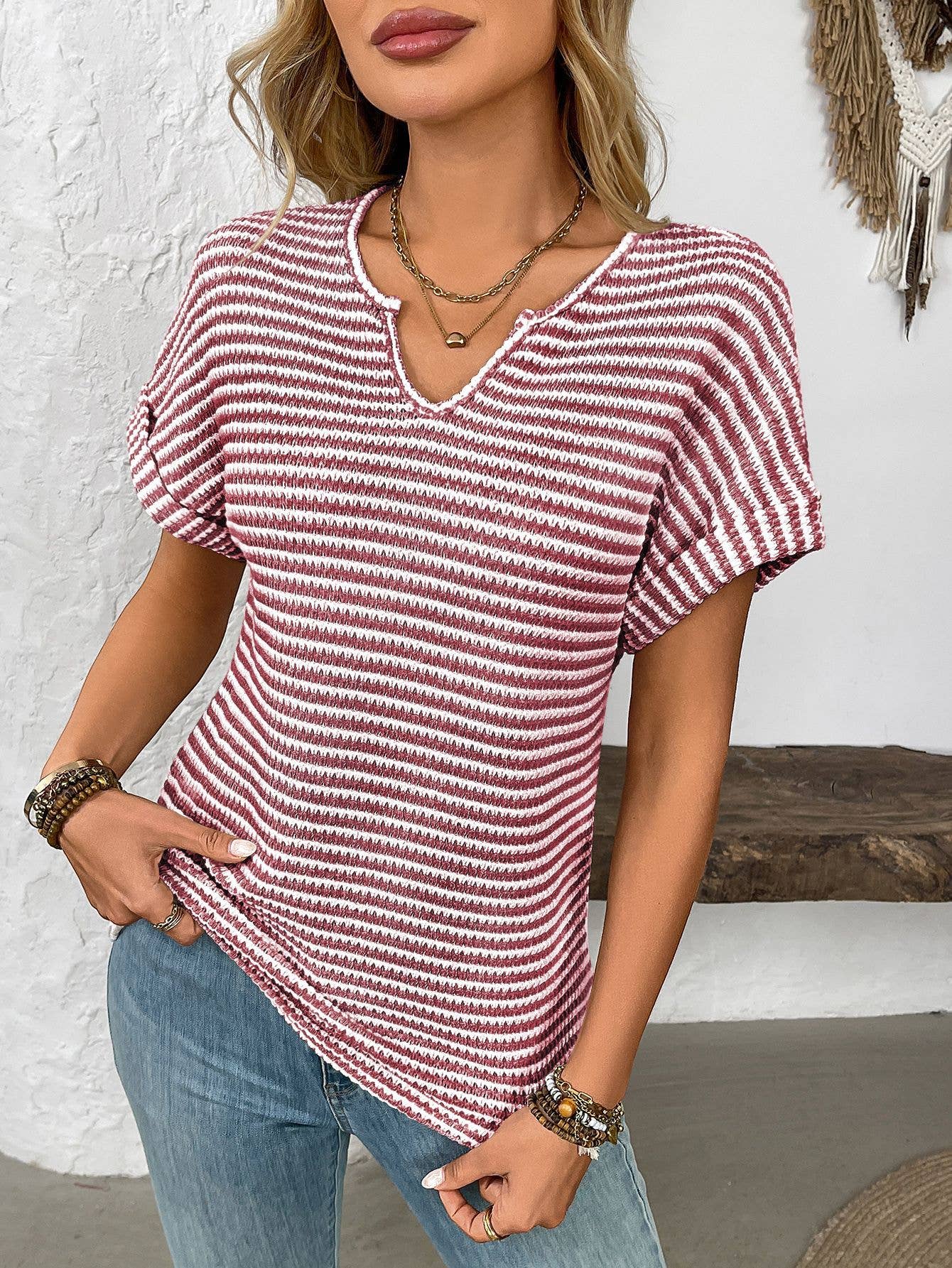 V-Neck Striped T-shirt