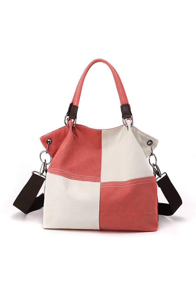 Colorblock Canvas Shoulder Bag