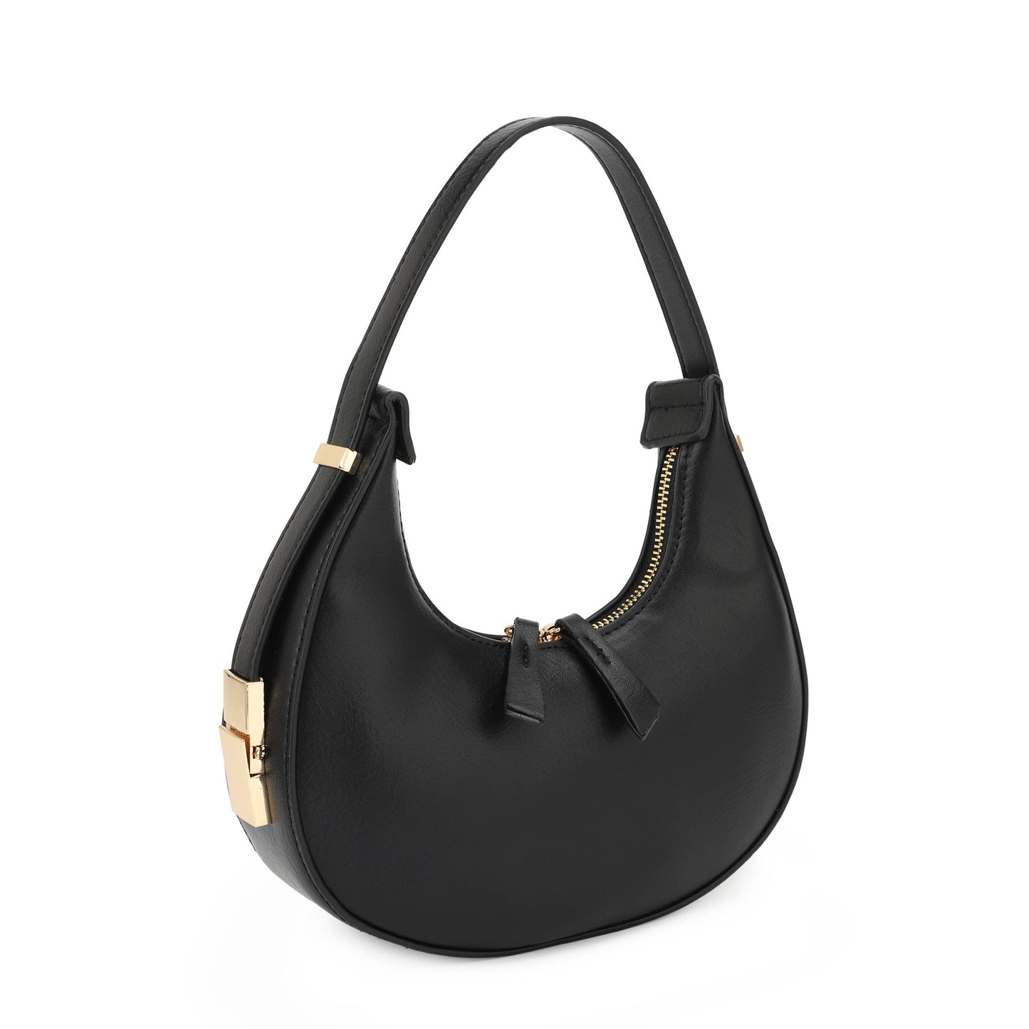 Double Zipper Crescent Bag-Black
