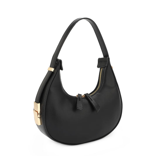 Double Zipper Crescent Bag-Black