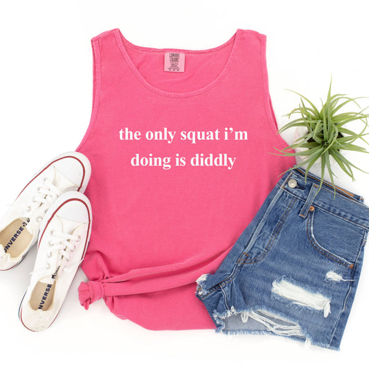 Diddly Squat TEXT Graphic Tank, Summer Tank, Funny Tank