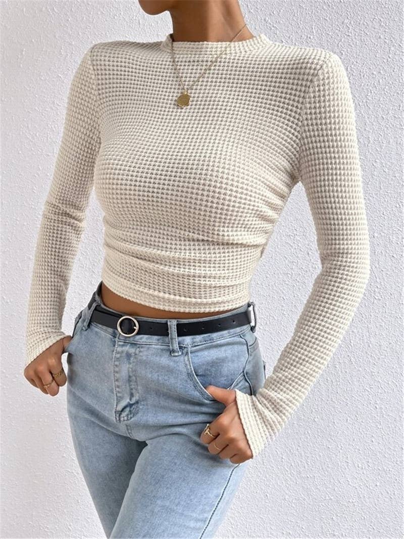 Waffle slim fit long sleeve t-shirt