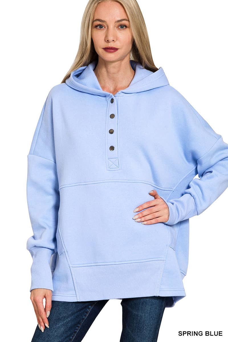 Fleece Half Button Hoodie